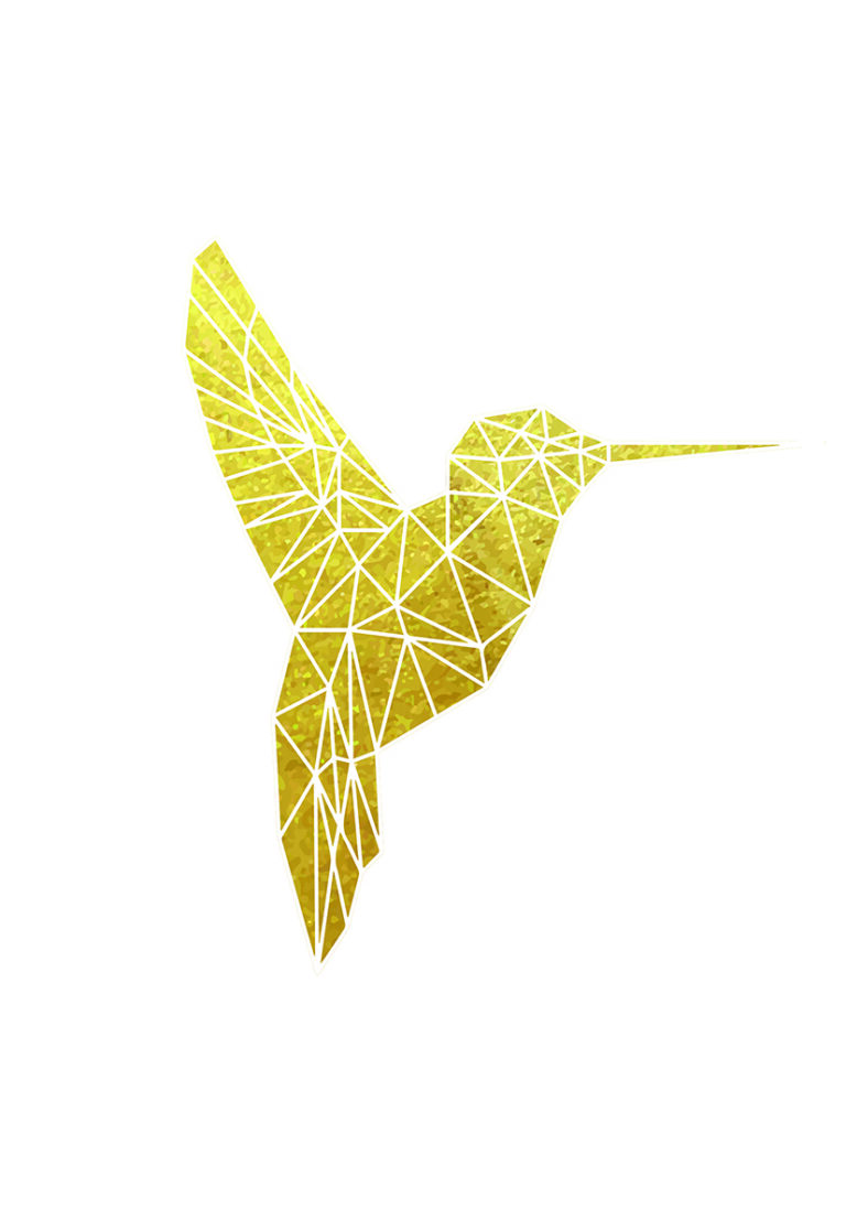 Geometrischer Kolibri in Goldtönen