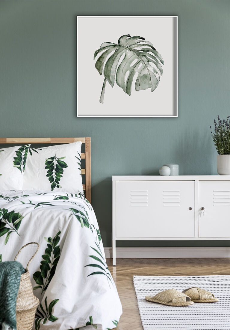 Aquarellillustration eines Monstera-Blatts
