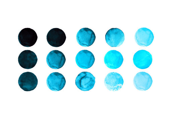 Abstraktes Kreismotiv in Blau und Türkis