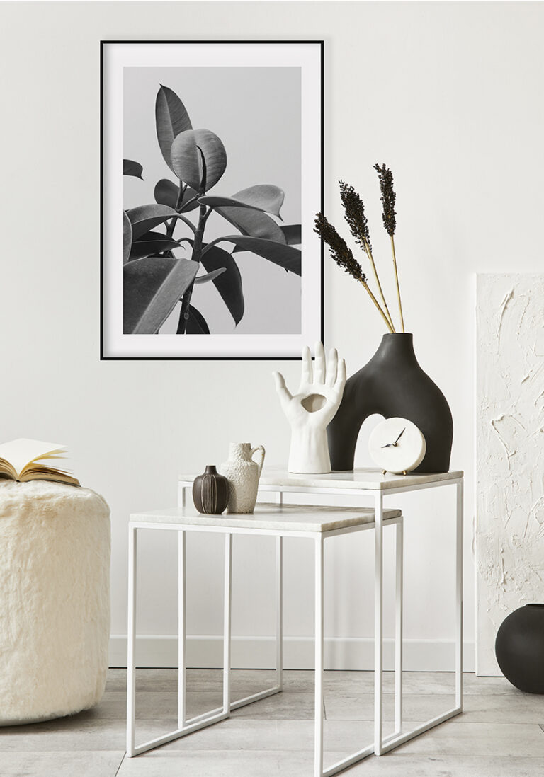 Monochromes, minimalistisches botanisches Werk