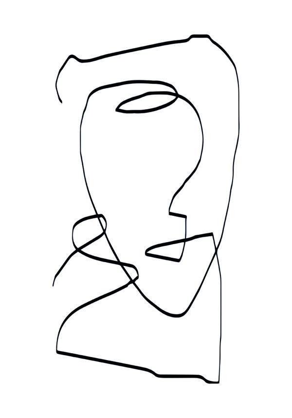 Minimalistisches Porträt in Line-Art