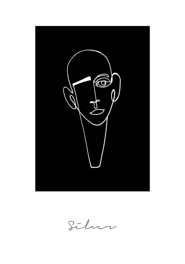 Minimalistische abstrakte Line-Art in Silber