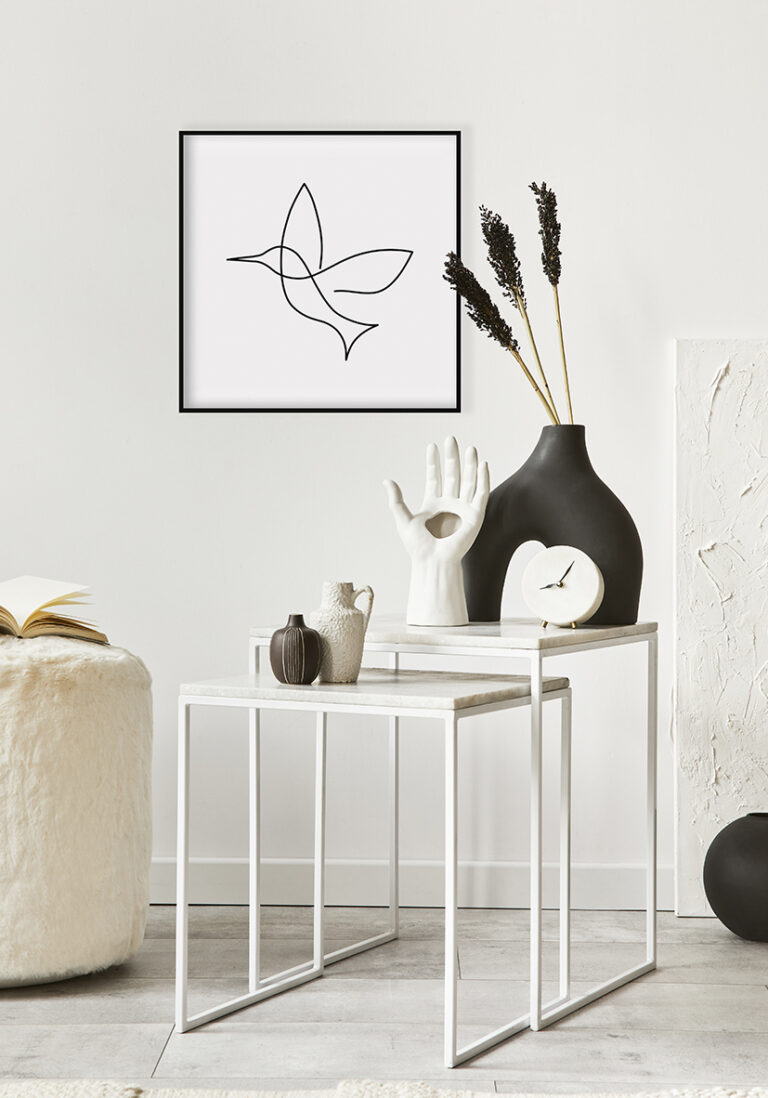 Minimalistische Vogelillustration in Line-Art