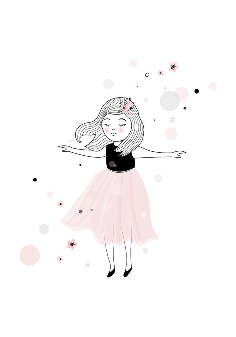 Illustration eines Mädchens mit Blumen