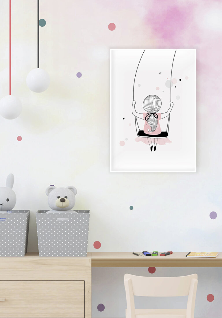 Minimalistische Illustration eines schaukelnden Mädchens