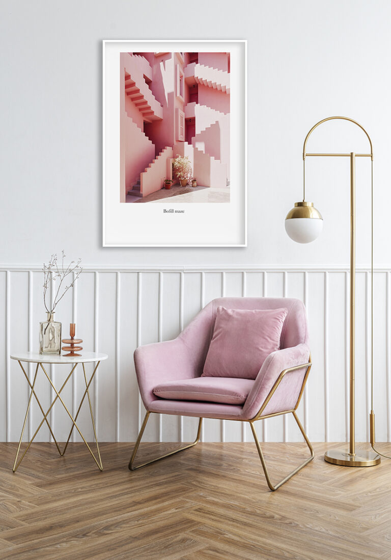 Leuchtend rosa Architekturkomposition