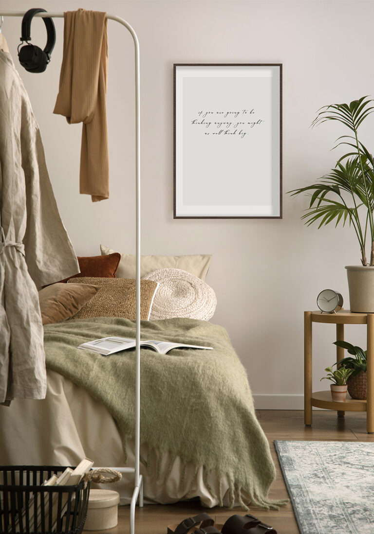 Kunstdruck mit inspirierendem Text in Schreibschrift