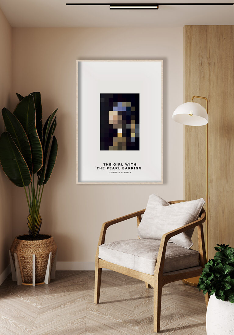 Mädchen mit Ohrring in Pixel-Art