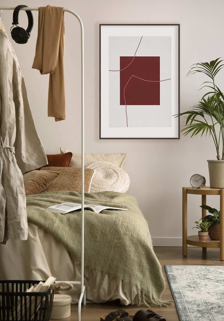 Minimalistisches abstraktes Werk mit roten Nuancen