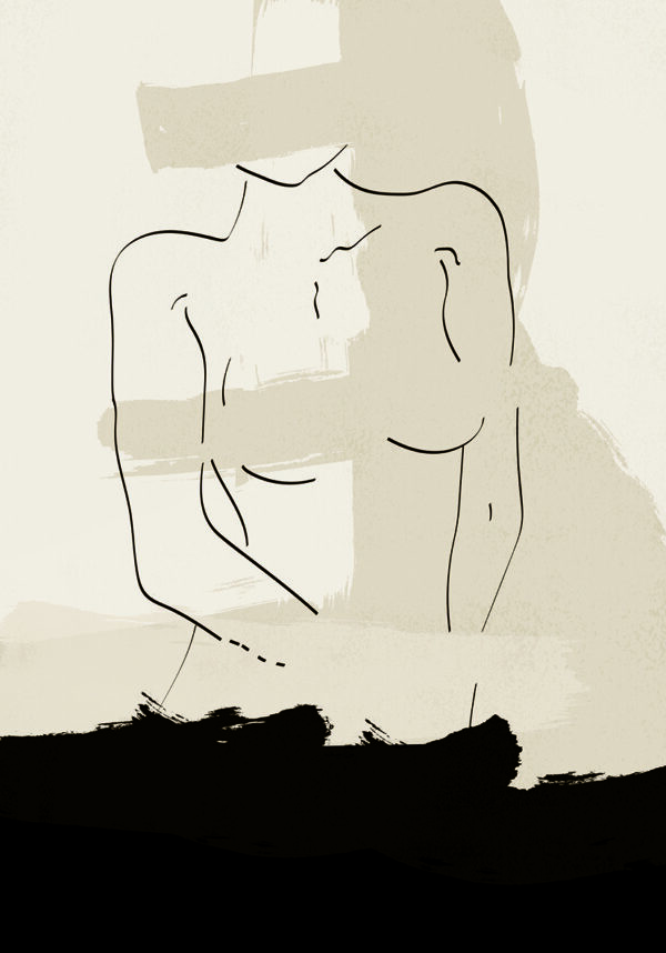 Minimalistische weibliche Figur in Line-Art