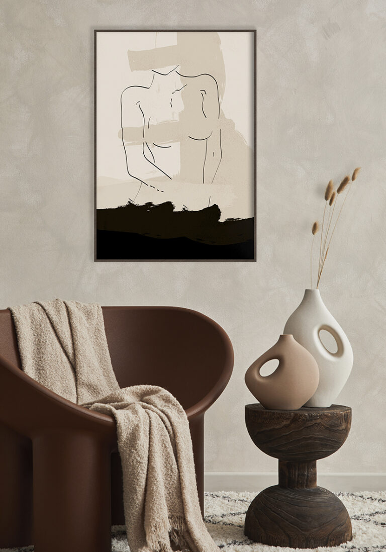 Minimalistische weibliche Figur in Line-Art