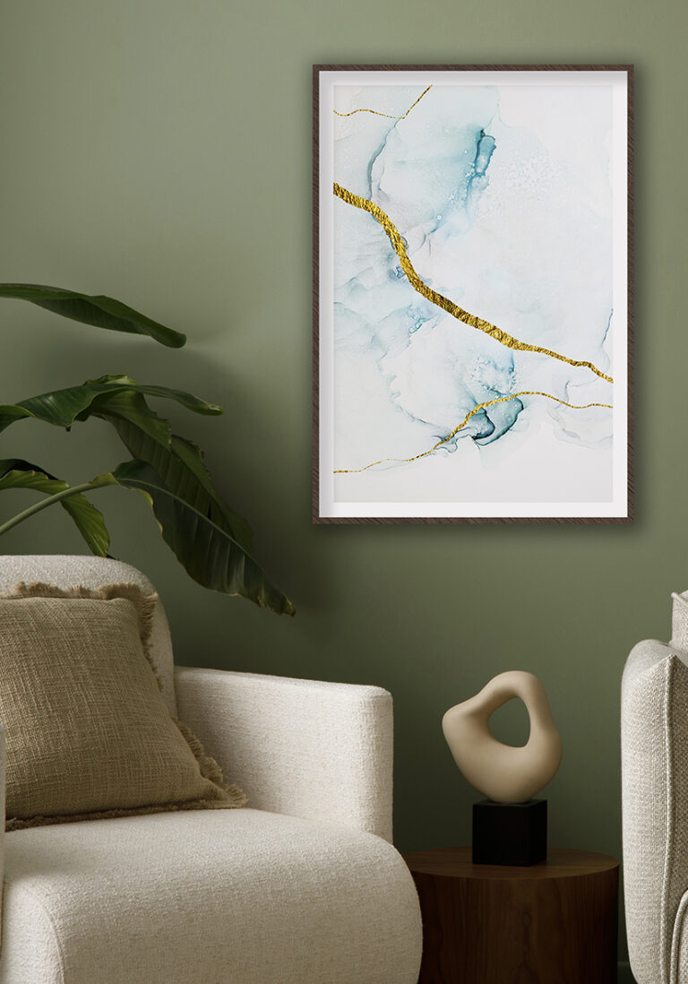 Elegante abstrakte Kunst in blauer Tinte
