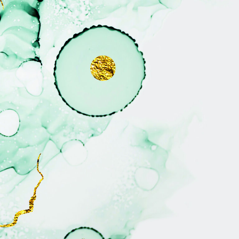 Abstrakte Komposition in Gold und Weiß