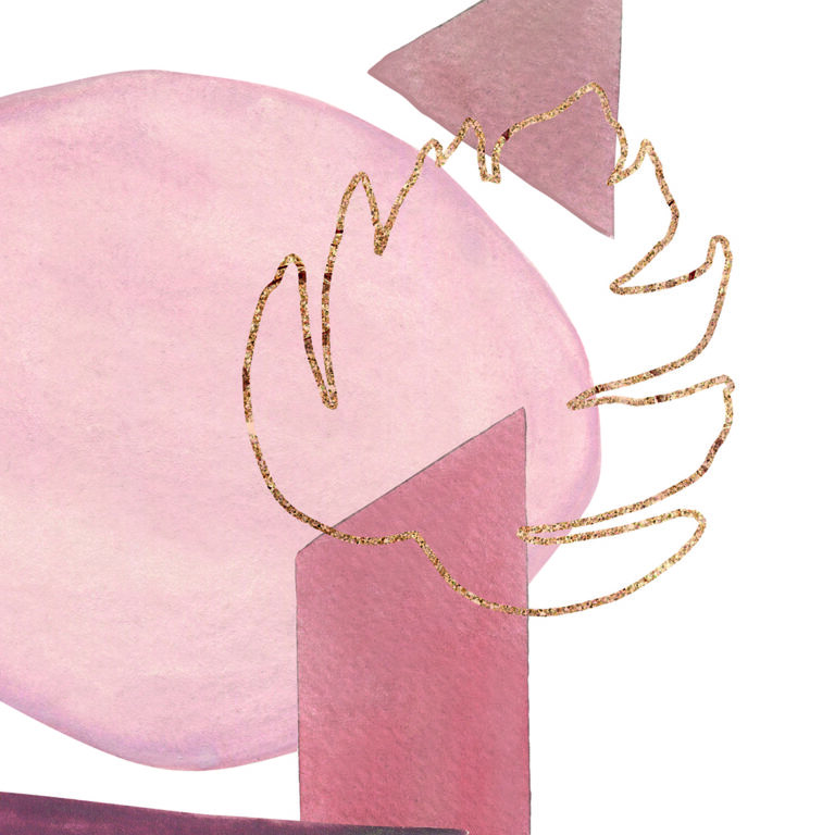 Abstrakte Komposition in Rosa und Gold