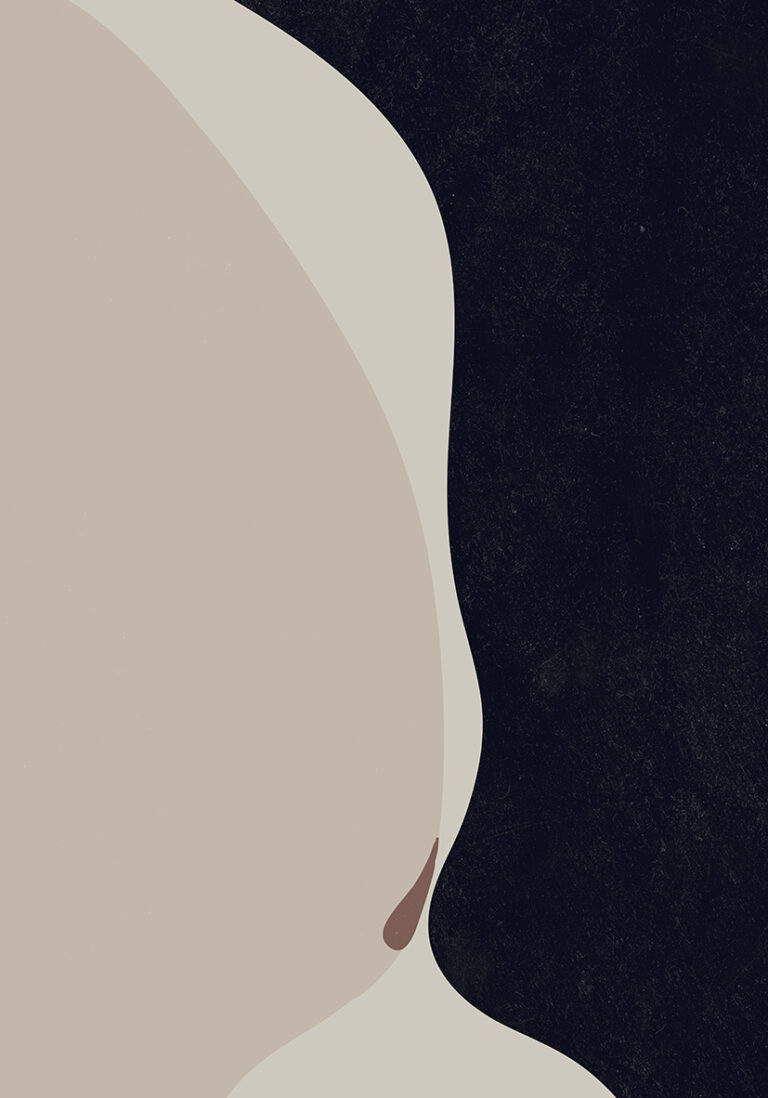 Minimalistische weibliche Silhouette in abstrakter Kunst