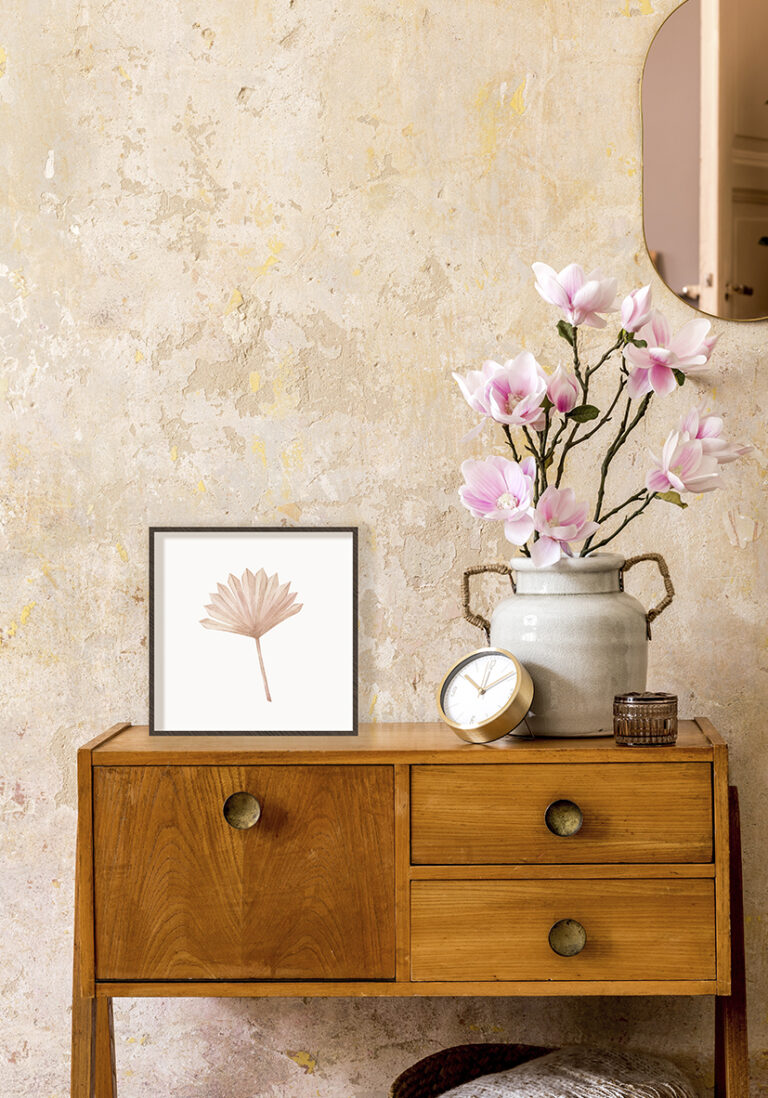 Minimalistisches, elegantes Palmblatt im Boho-Stil