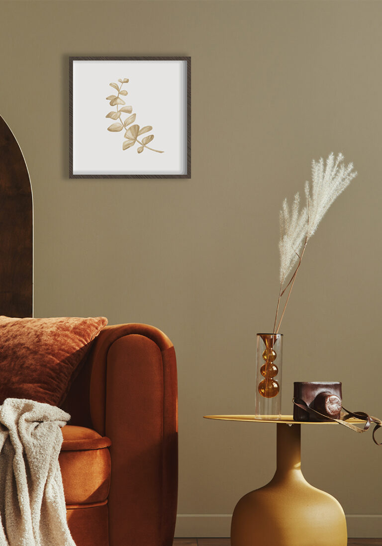 Minimalistische Eukalyptus-Illustration in Beige