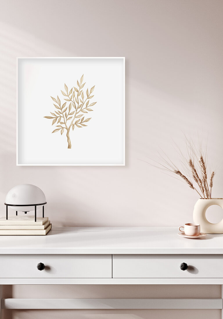 Minimalistisches botanisches Design in beigem Aquarell