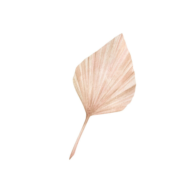 Minimalistische Illustration eines tropischen Blatts in neutralen Tönen