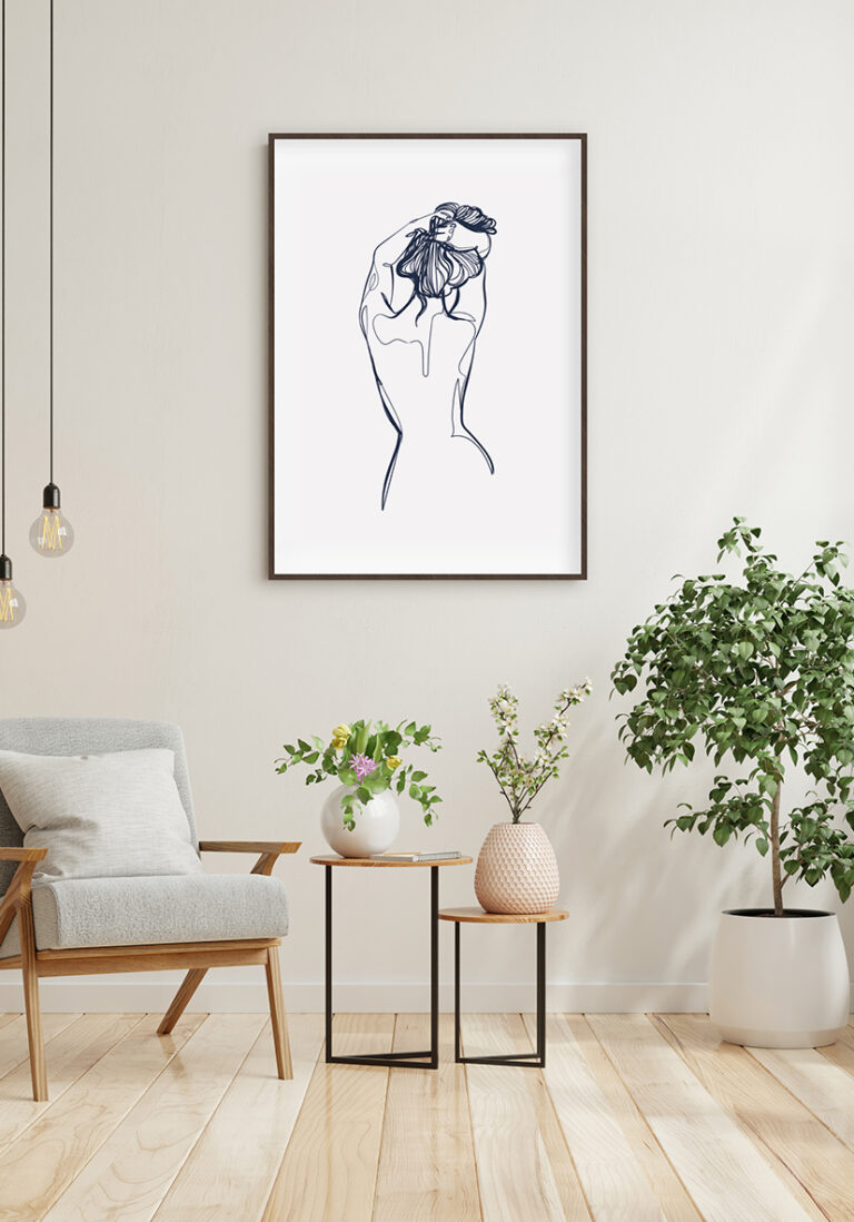 Minimalistische Illustration einer Frau als Line-Art