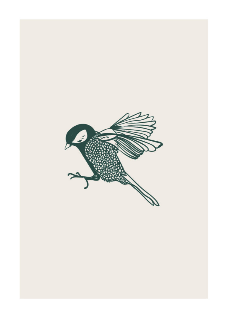 Elegante, minimalistische Vogelillustration