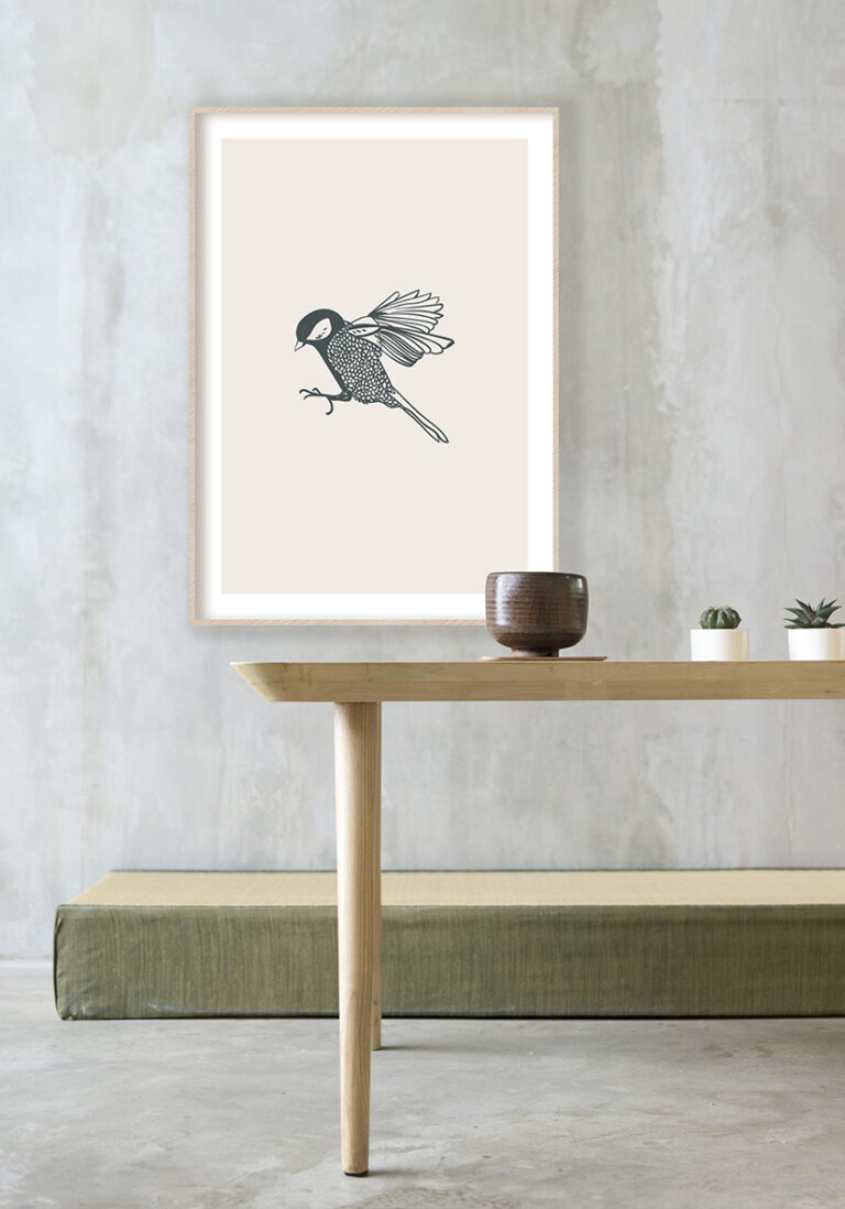 Elegante, minimalistische Vogelillustration