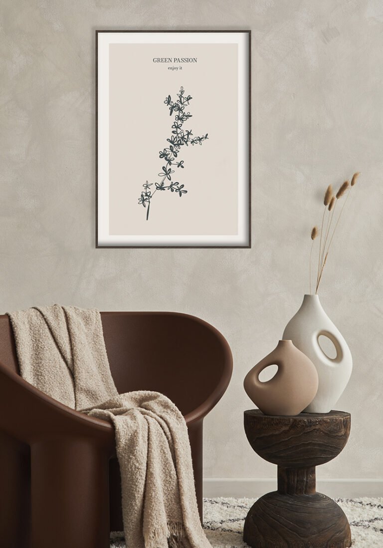 Minimalistische Naturillustration in monochromen Tönen