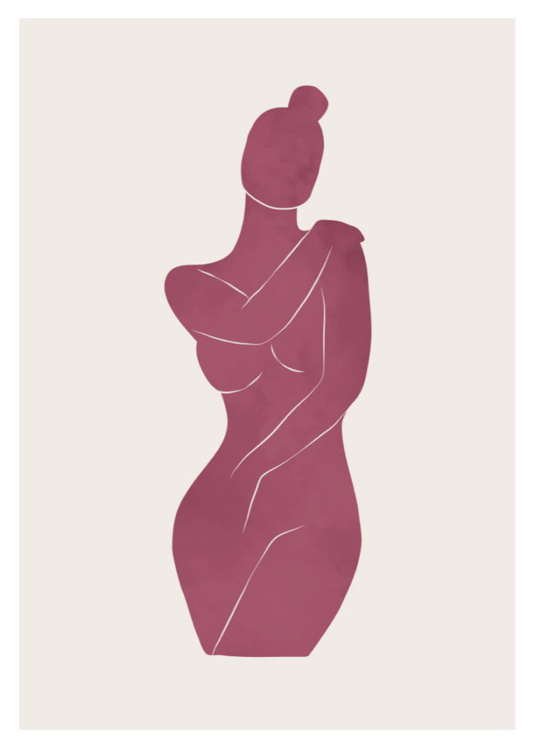 Minimalistisches Werk mit abstrakter weiblicher Silhouette
