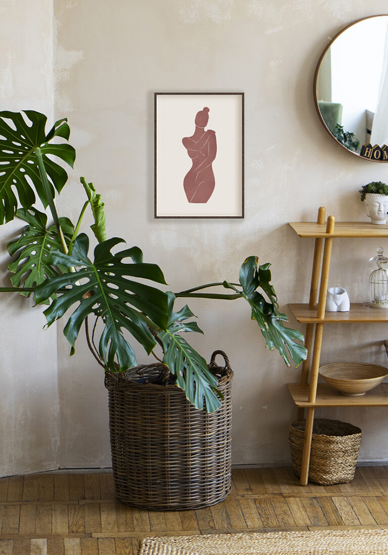 Minimalistisches Werk mit abstrakter weiblicher Silhouette