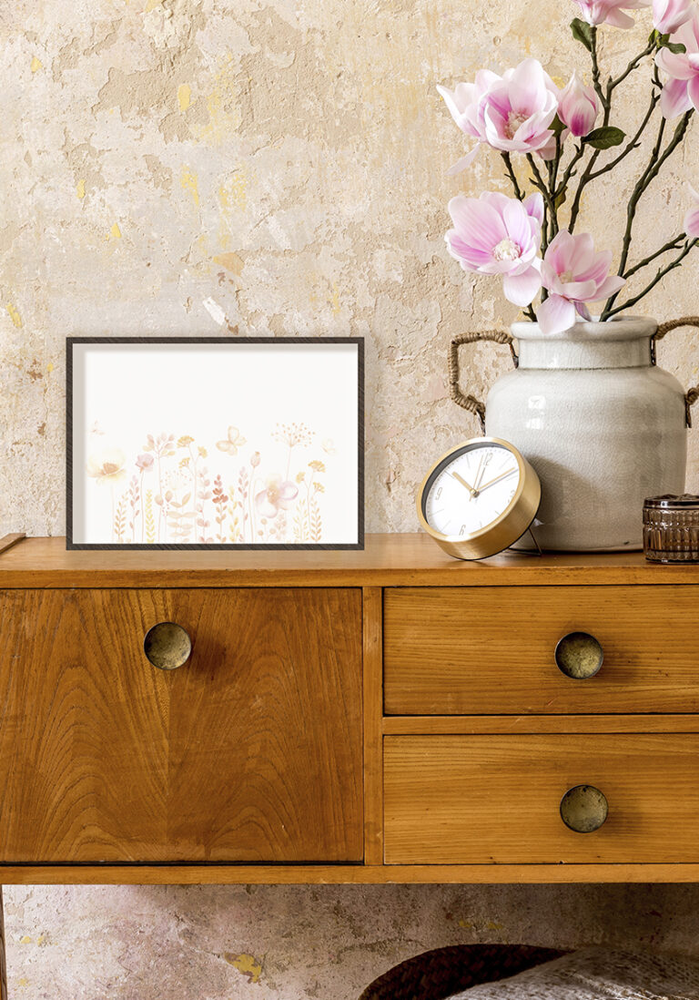 Minimalistisches florales Werk in elegantem Aquarell