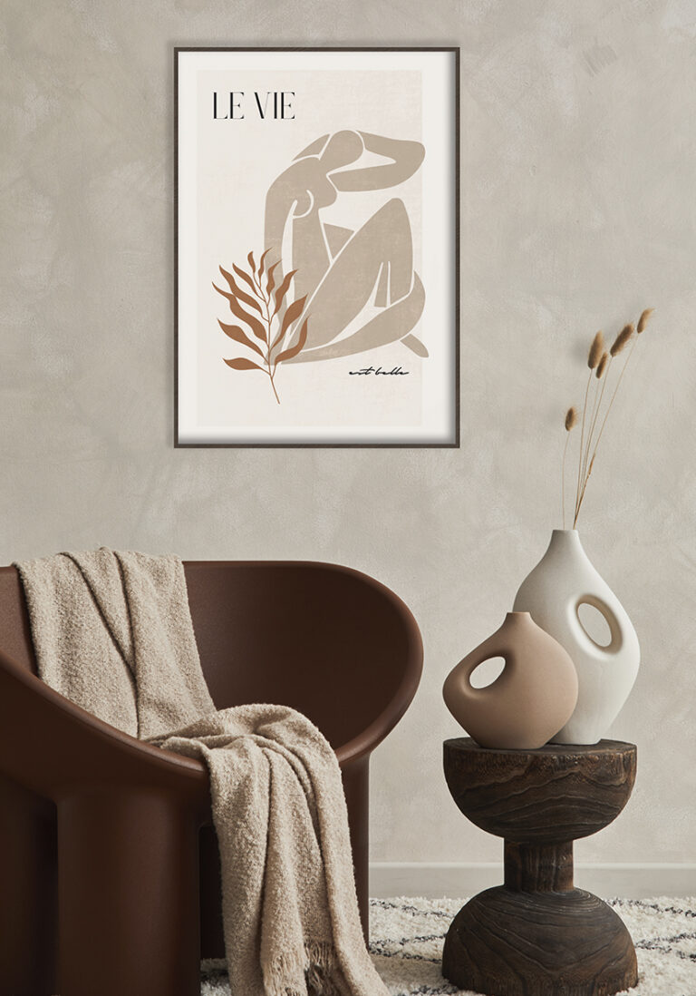 Minimalistische abstrakte Kunst mit Pflanze