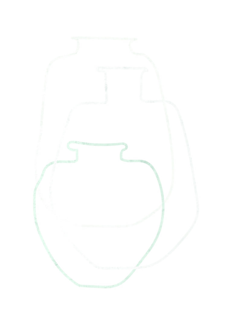 Minimalistische Skizzen von Blumenvasen