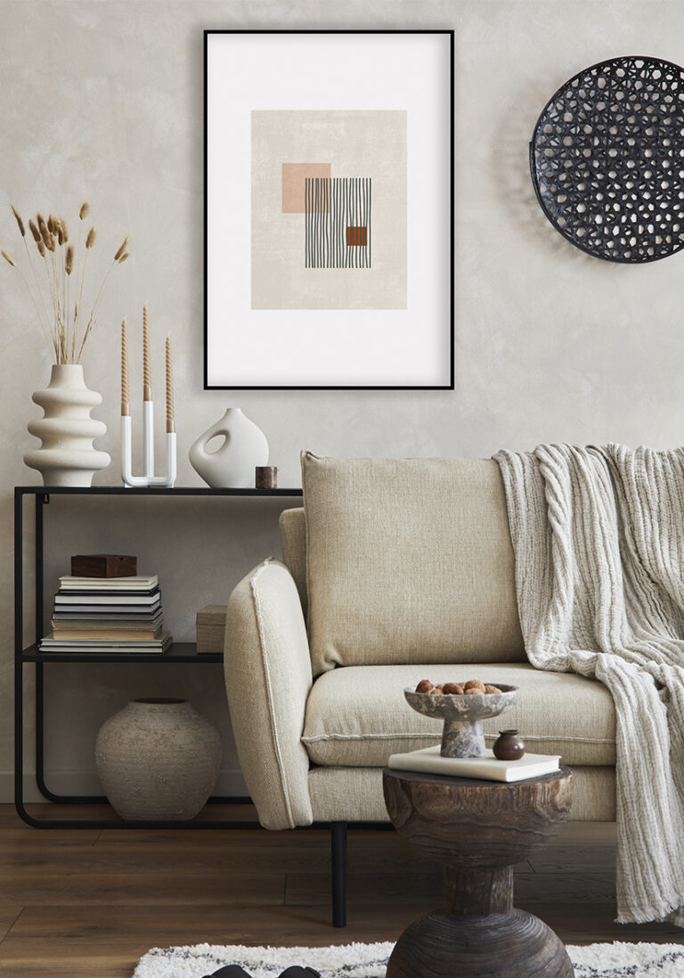 Minimalistische abstrakte Kunst in neutralen Tönen