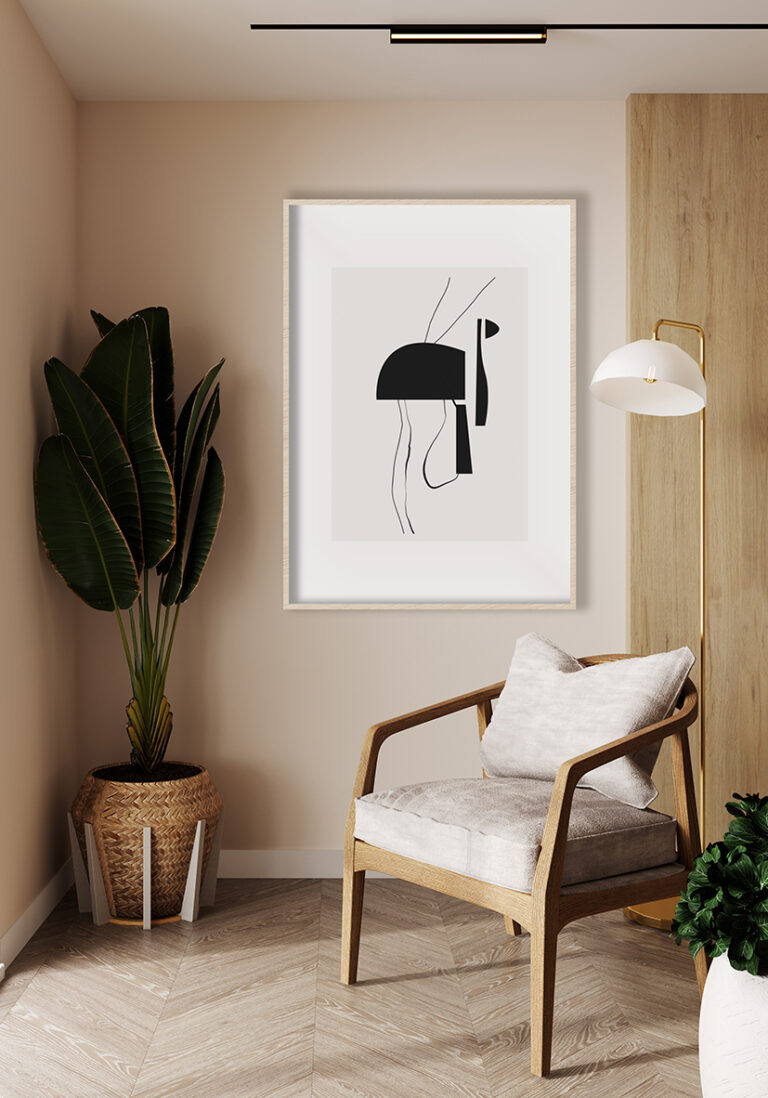 Minimalistisches Werk in Schwarz-Weiß