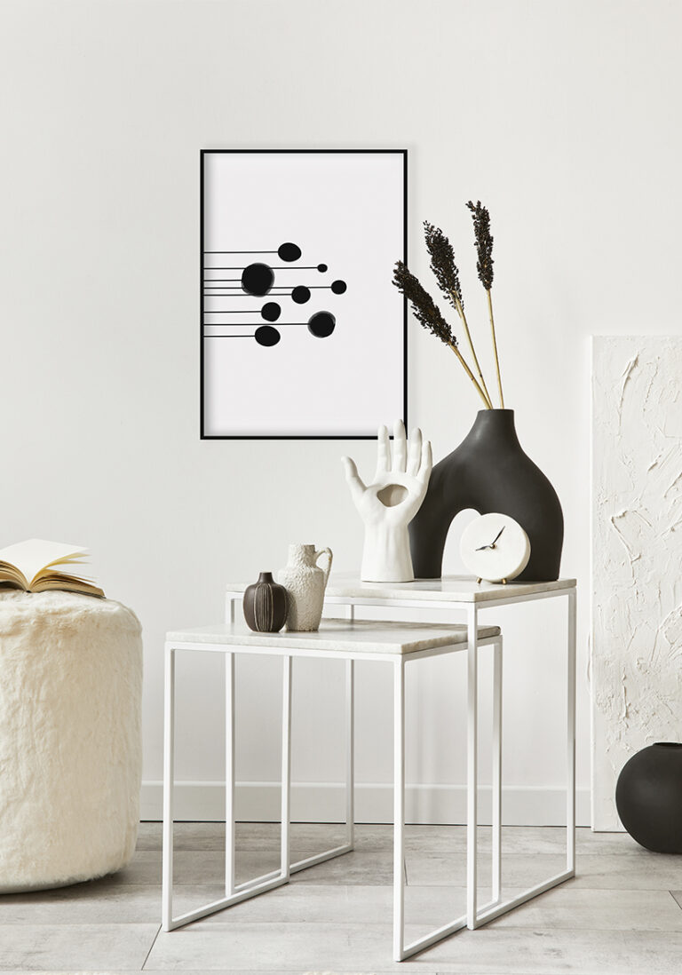Minimalistische Kunst in Schwarz-Weiß