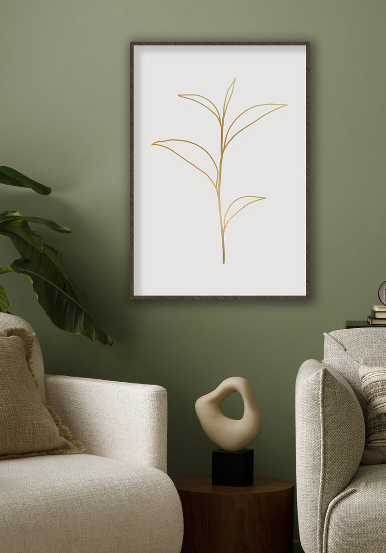 Minimalistische Illustration eines goldenen Blatts