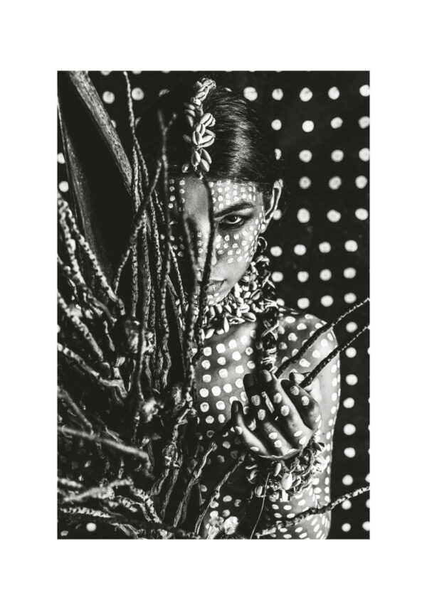 Abstraktes monochromes Porträt aus Punkten