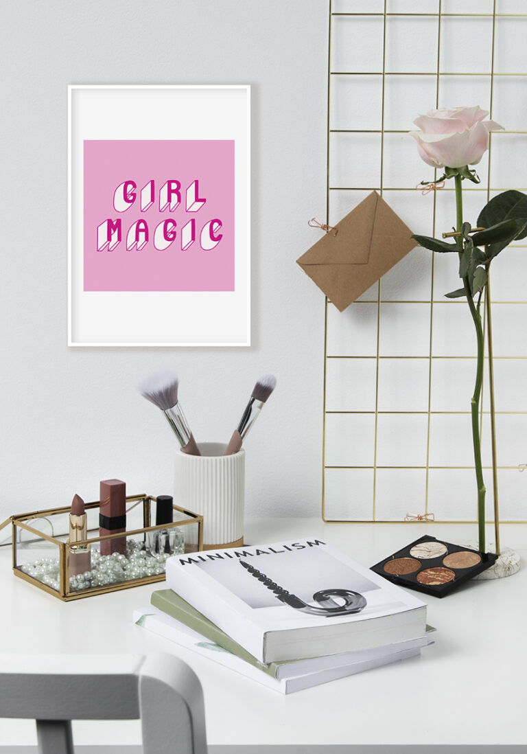 Rosa Empowerment-Typografie „Girl Magic“
