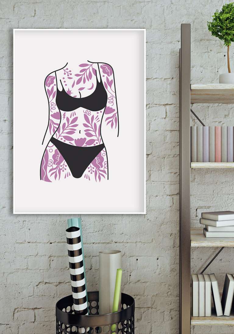 Illustration eines floralen Tattoos auf dem Körper