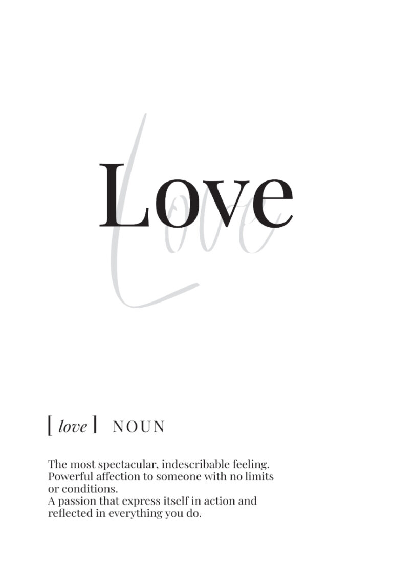 Minimalistisches Design mit dem Wort Love
