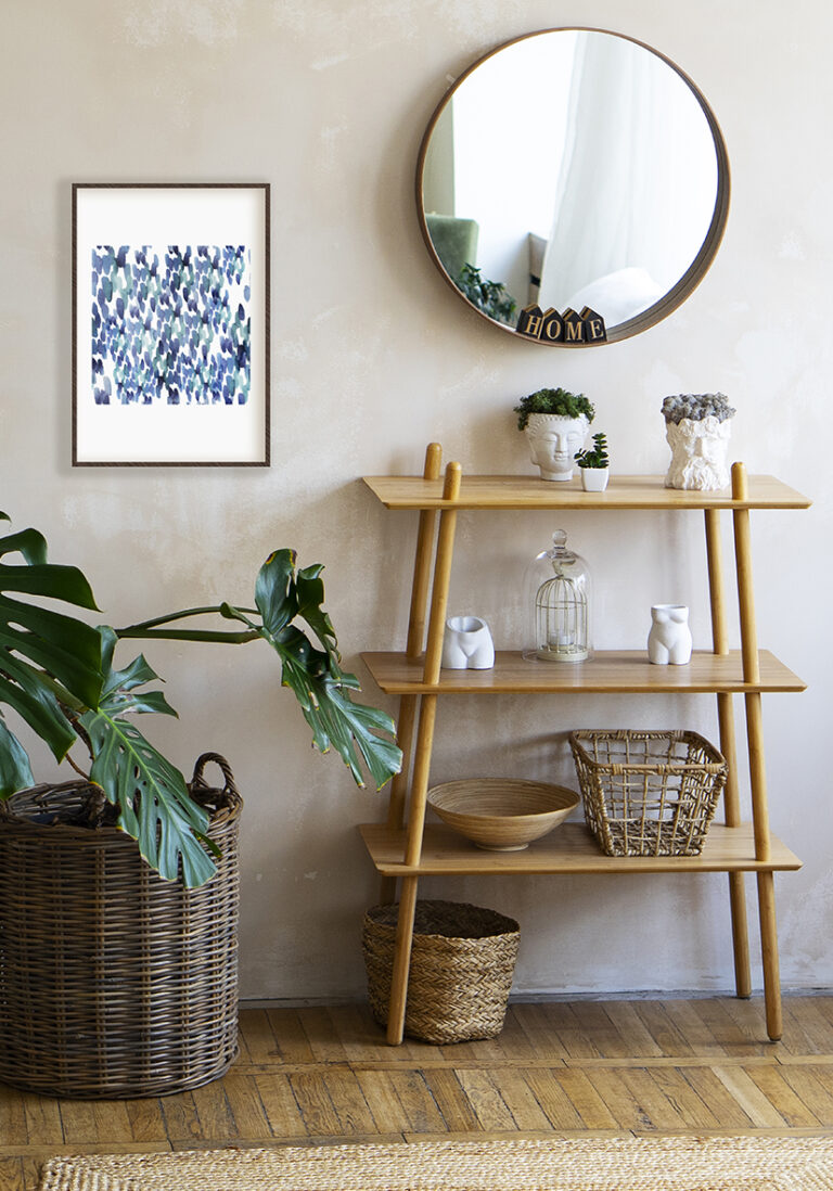 Abstraktes Muster in blauem Aquarell