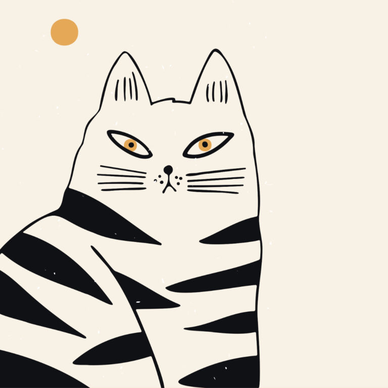Moderne Illustration einer Katze im abstrakten Stil