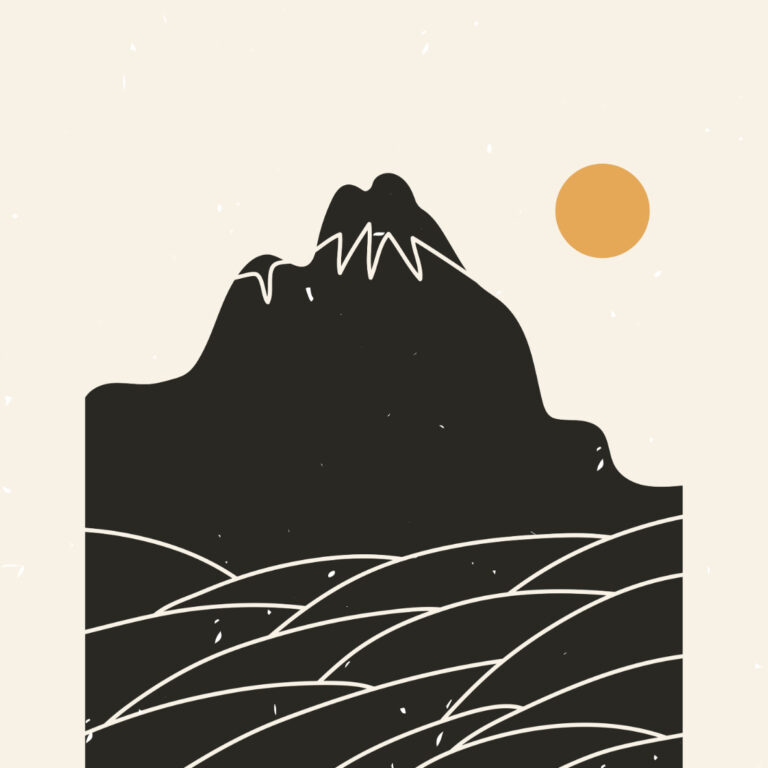Minimalistische Illustration einer Berglandschaft