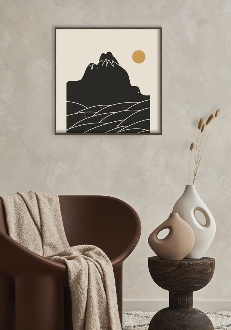 Minimalistische Illustration einer Berglandschaft