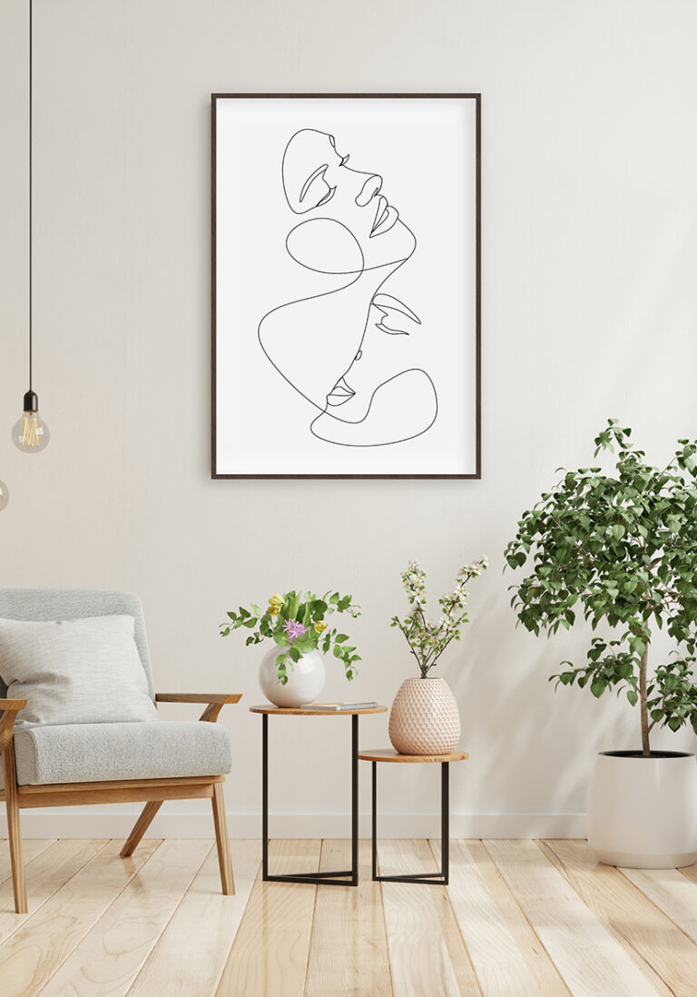 Minimalistische Line-Art-Illustration eines Gesichts