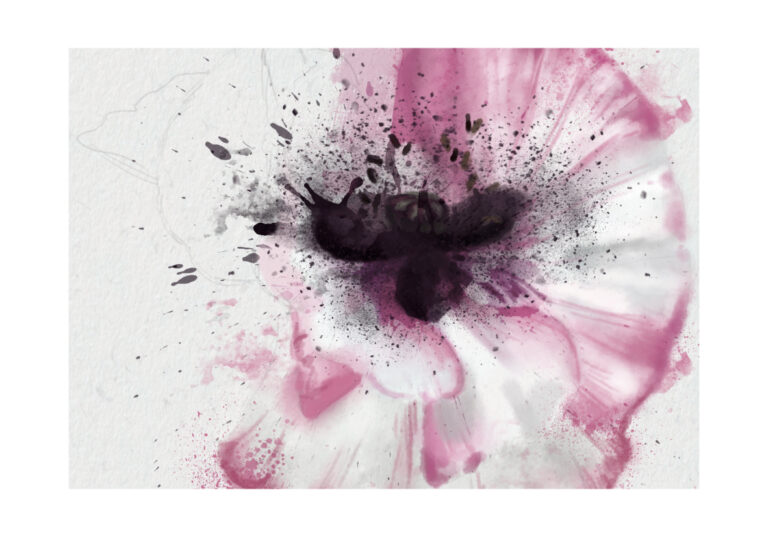 Rosafarbene florale Kunst in abstraktem Aquarell