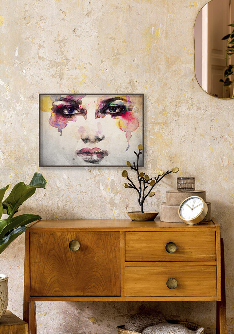 Farbenfrohes Aquarellporträt im künstlerischen Stil