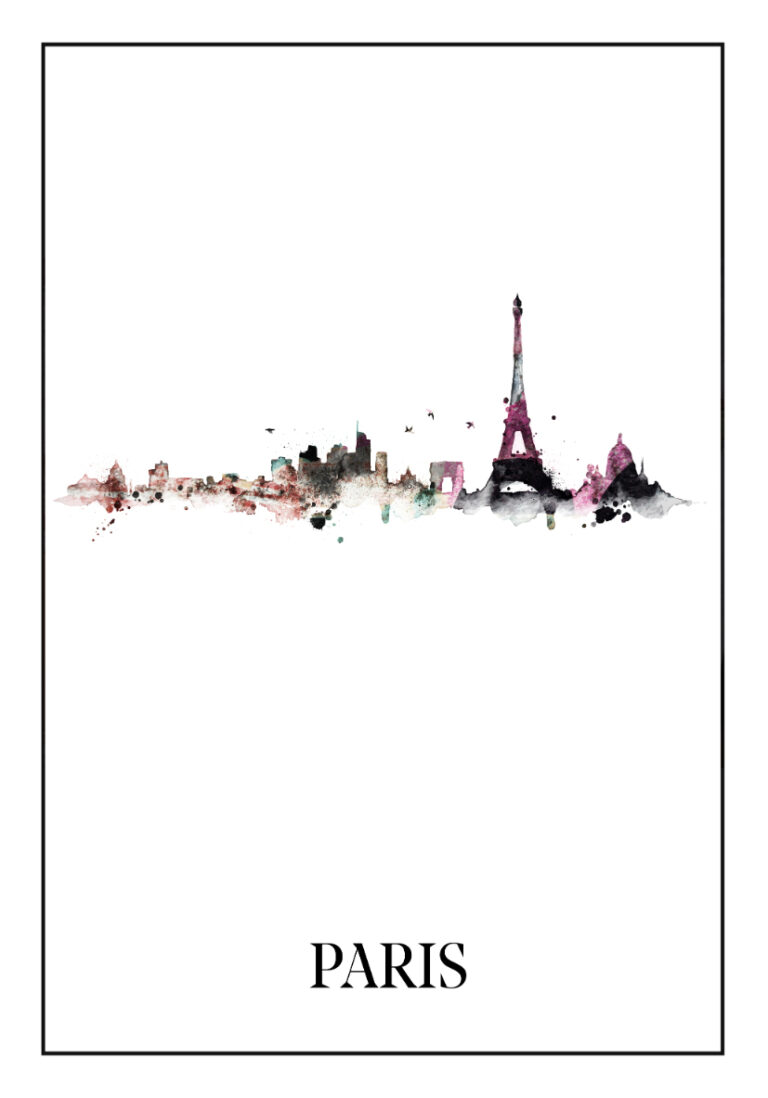 Minimalistisches Aquarell der Skyline von Paris