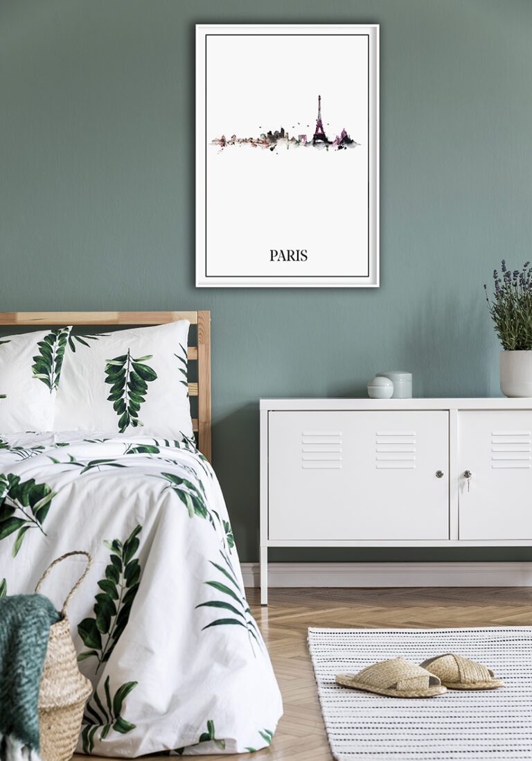 Minimalistisches Aquarell der Skyline von Paris