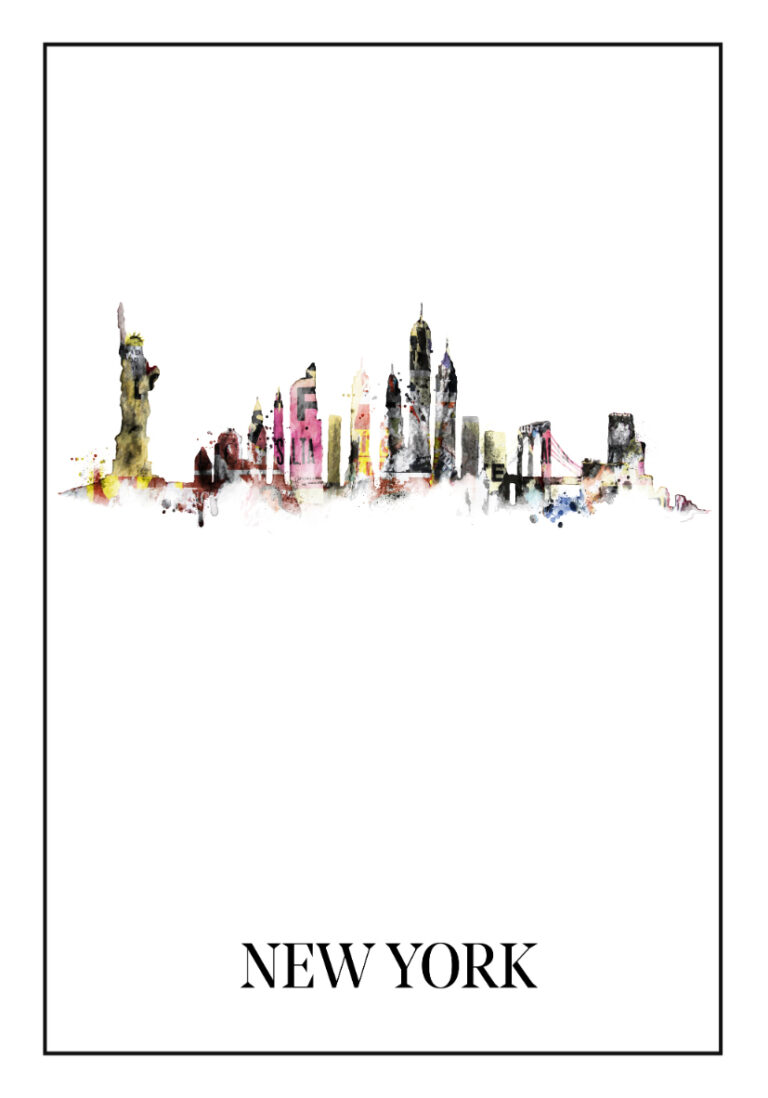 Aquarellillustration der Skyline von New York